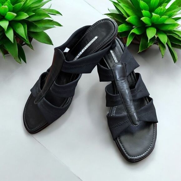 DONALD J PLINER Black Women's Sandals heel stretch comfort classic & elegant 6M - Picture 1 of 7